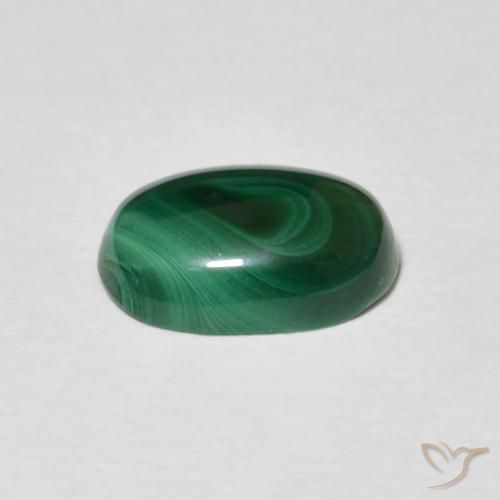 Malaquita Verde medio natural de 3.34 ct, Ovalada, Opaco