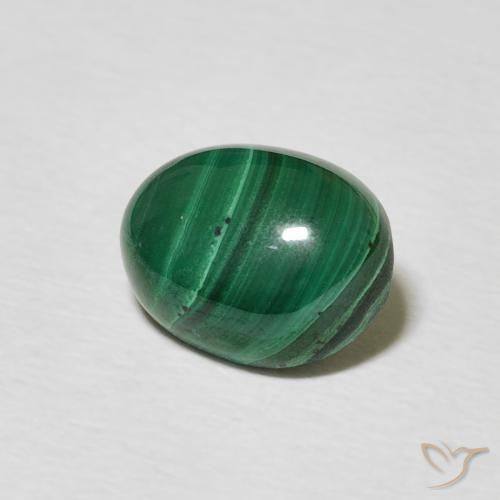 Malaquita Verde medio natural de 2.59 ct, Ovalada, Opaco