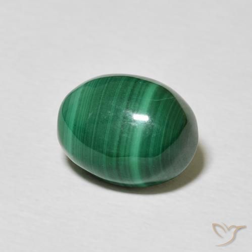 Malaquita Verde multicolor natural de 5.17 ct, Ovalada, Opaco