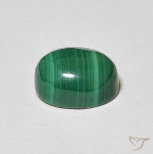 Malaquita Verde multicolor natural de 5.17 ct, Ovalada, Opaco