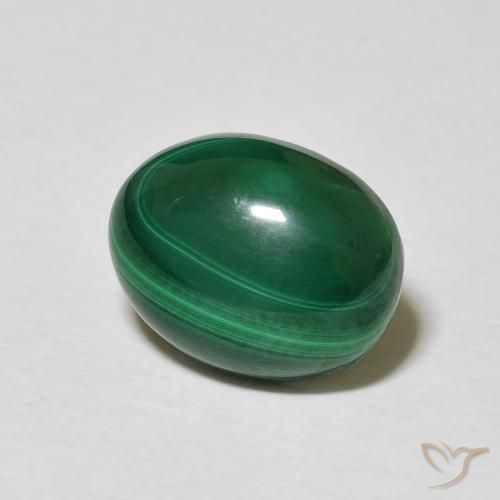 Malaquita Verde medio natural de 5.40 ct, Ovalada, Opaco