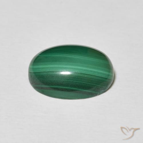 Malaquita Verde medio natural de 5.40 ct, Ovalada, Opaco