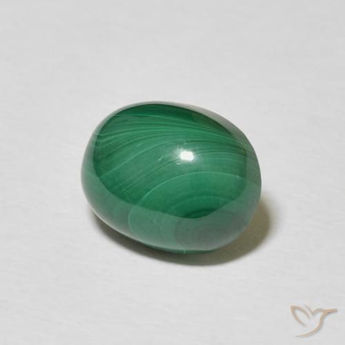 Malaquita Verde medio natural de 5.16 ct, Ovalada, Opaco