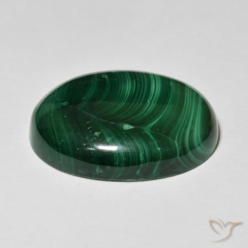 Malaquita Verde multicolor natural de 52.50 ct, Ovalada, Opaco