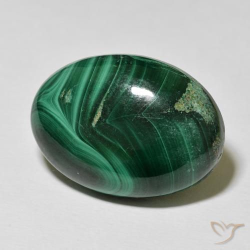 Malaquita Verde oscuro natural de 33.15 ct, Ovalada, Opaco