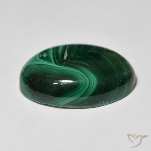 Malaquita Verde oscuro natural de 33.15 ct, Ovalada, Opaco