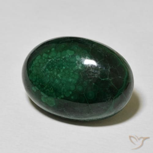 Malaquita Verde oscuro natural de 15.28 ct, Ovalada, Opaco