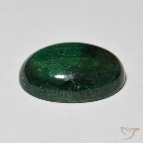 Malaquita Verde oscuro natural de 15.28 ct, Ovalada, Opaco