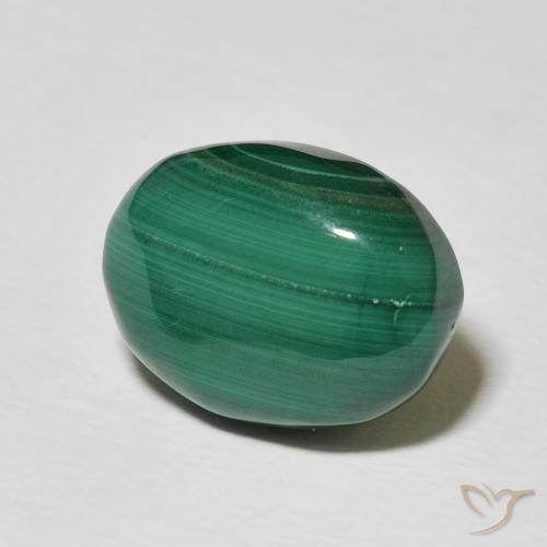 Malaquita Verde multicolor natural de 8.00 ct, Ovalada, Opaco
