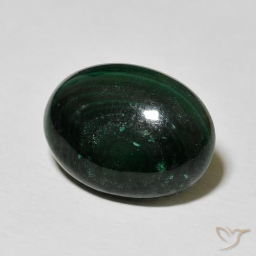 Malaquita Verde oscuro natural de 15.62 ct, Ovalada, Opaco