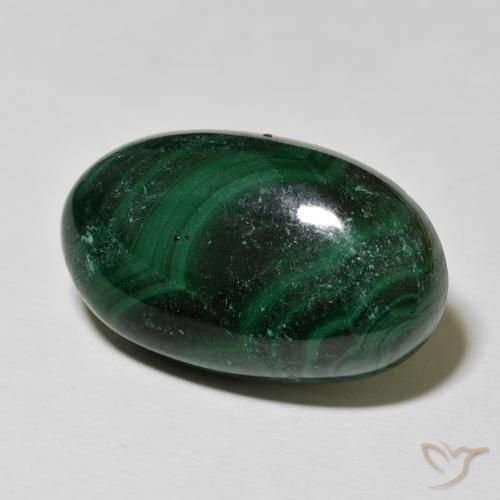 Malaquita Verde oscuro natural de 44.21 ct, Ovalada, Opaco