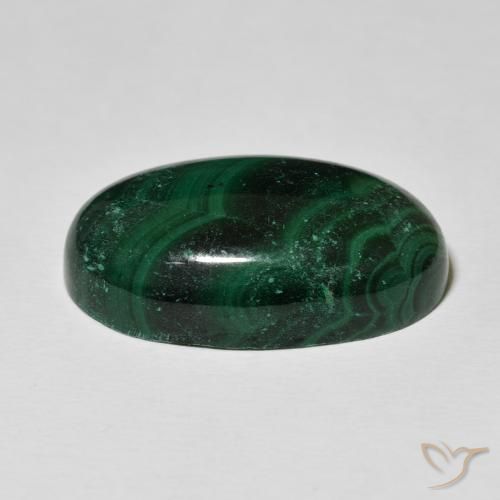Malaquita Verde oscuro natural de 44.21 ct, Ovalada, Opaco