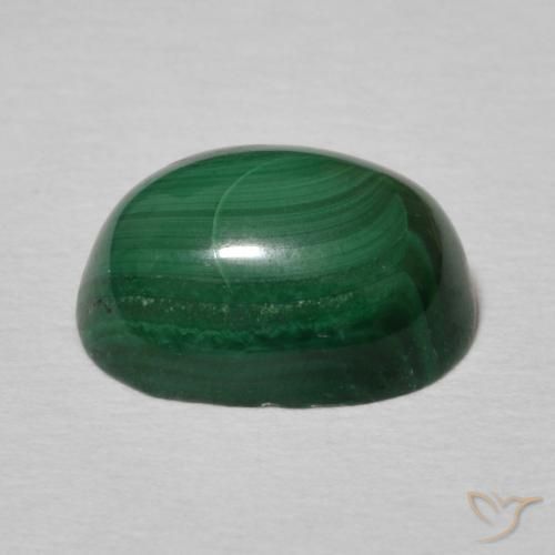 Malaquita Verde multicolor natural de 3.51 ct, Ovalada, Opaco