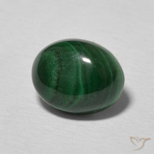 Malaquita Verde oscuro natural de 2.66 ct, Ovalada, Opaco