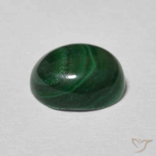 Malaquita Verde oscuro natural de 2.66 ct, Ovalada, Opaco