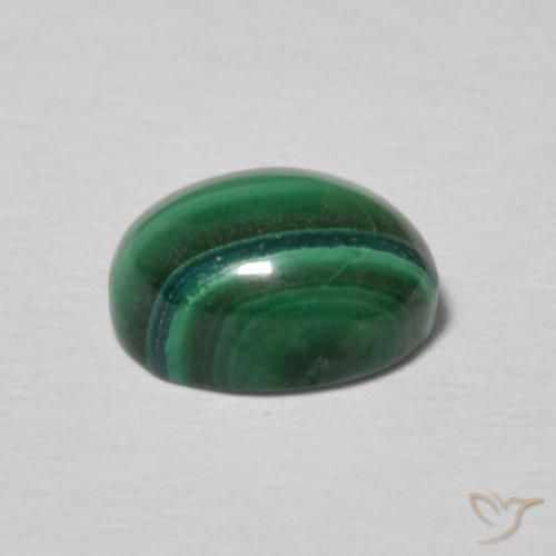 Malaquita Verde multicolor natural de 2.97 ct, Ovalada, Opaco