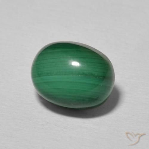 Malaquita Verde multicolor natural de 3.25 ct, Ovalada, Opaco