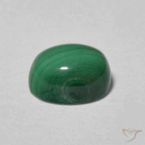 Malaquita Verde multicolor natural de 3.25 ct, Ovalada, Opaco