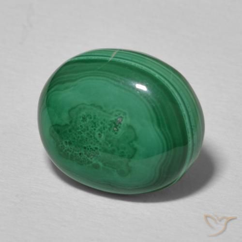 Malaquita Verde medio natural de 5.17 ct, Ovalada, Opaco