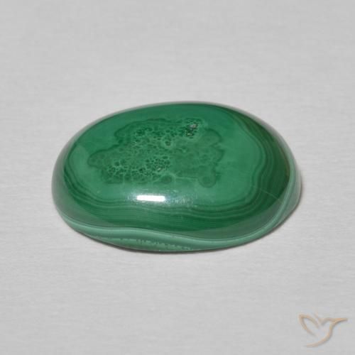 Malaquita Verde medio natural de 5.17 ct, Ovalada, Opaco