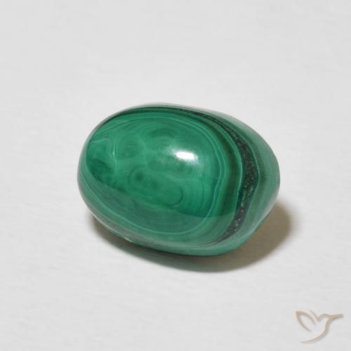 Malaquita Verde multicolor natural de 3.70 ct, Ovalada, Opaco