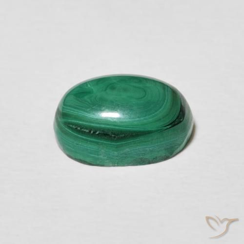 Malaquita Verde multicolor natural de 3.70 ct, Ovalada, Opaco