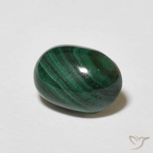 Malaquita Verde oscuro natural de 3.00 ct, Ovalada, Opaco