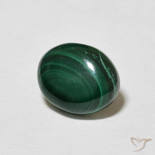 Malaquita Verde oscuro natural de 3.10 ct, Ovalada, Opaco