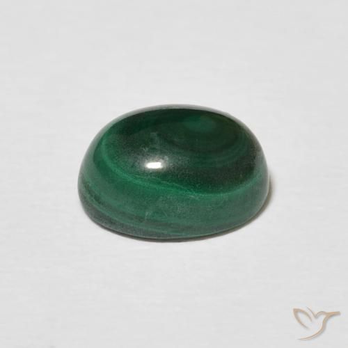 Malaquita Verde oscuro natural de 2.91 ct, Ovalada, Opaco