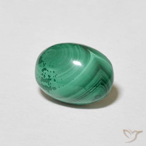 Malaquita Verde multicolor natural de 3.64 ct, Ovalada, Opaco