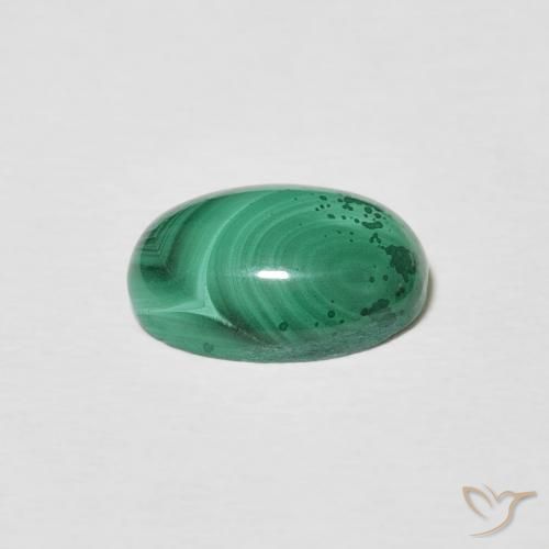 Malaquita Verde multicolor natural de 3.64 ct, Ovalada, Opaco