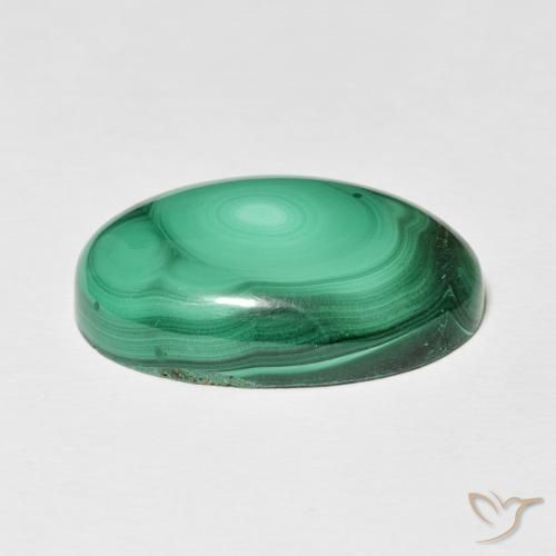 Malaquita Verde medio natural de 24.61 ct, Ovalada, Opaco