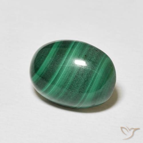 Malaquita Verde multicolor natural de 5.13 ct, Ovalada, Opaco