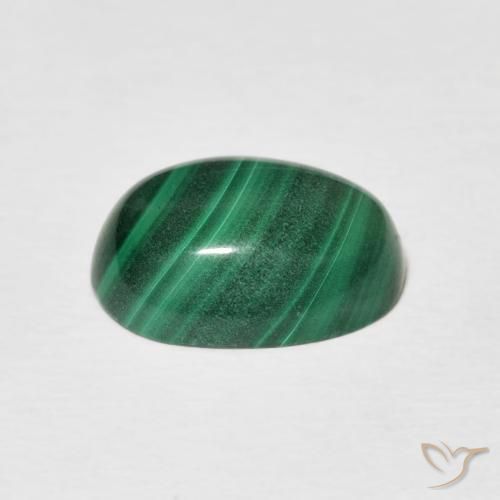 Malaquita Verde multicolor natural de 5.13 ct, Ovalada, Opaco