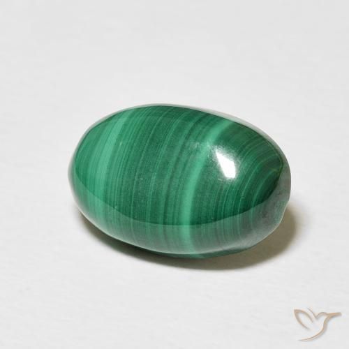 Malaquita Verde medio natural de 5.60 ct, Ovalada, Opaco