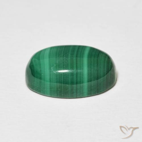 Malaquita Verde medio natural de 5.60 ct, Ovalada, Opaco
