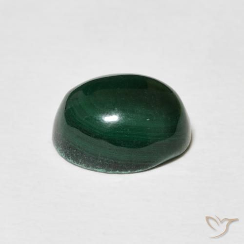 Malaquita Verde oscuro natural de 4.66 ct, Ovalada, Opaco