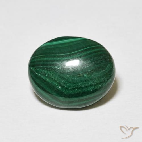5.16ct Natural Verde medio Malaquita, Ovalada, Opaco