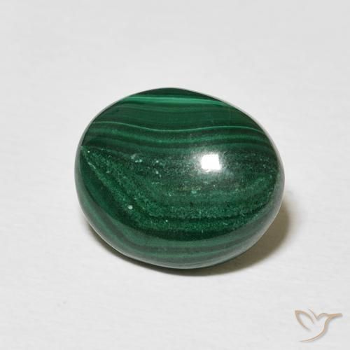 Malaquita Verde medio natural de 5.16 ct, Ovalada, Opaco