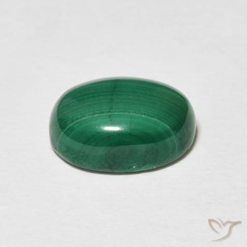 Malaquita Verde medio natural de 5.75 ct, Ovalada, Opaco
