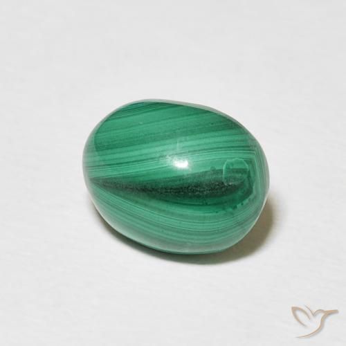 Malaquita Verde medio natural de 3.16 ct, Ovalada, Opaco