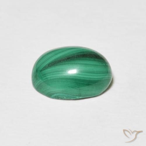 Malaquita Verde medio natural de 3.16 ct, Ovalada, Opaco