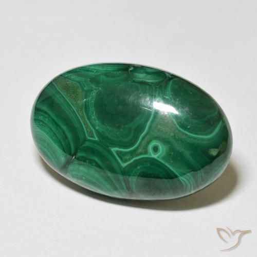 Malaquita Verde oscuro natural de 46.88 ct, Ovalada, Opaco