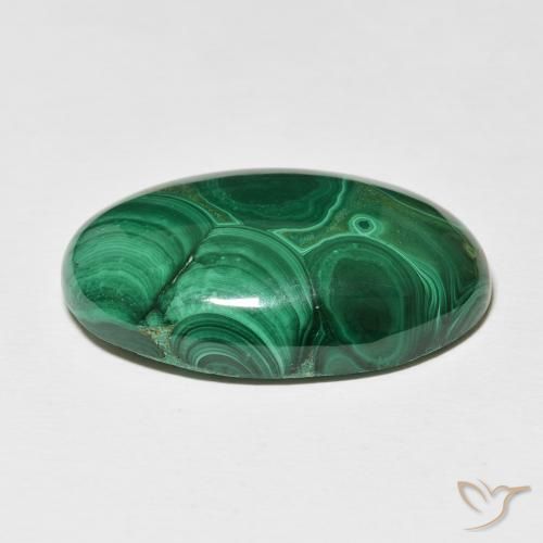 Malaquita Verde oscuro natural de 46.88 ct, Ovalada, Opaco