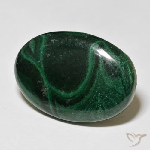 Malaquita Verde oscuro natural de 79.08 ct, Ovalada, Opaco