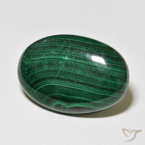 Malaquita Verde medio natural de 35.65 ct, Ovalada, Opaco