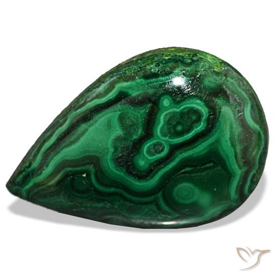 Malaquita verde de 17,31 ct, en forma de pera, opaco