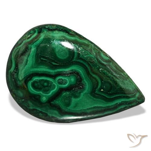 Malaquita verde natural de 17,31 ct, en forma de pera, opaco