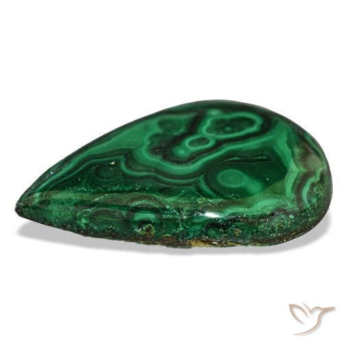 Malaquita verde natural de 17,31 ct, en forma de pera, opaco