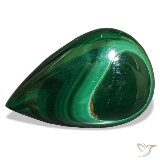 Malaquita verde de 24,28 ct, en forma de pera, opaco